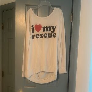 Cream 'I Love My Rescue' Open Back Long Sleeve Top